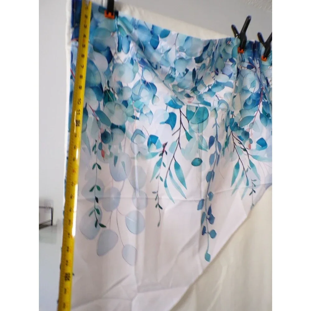 VCNY Eucalyptus Watercolor Valance 54 x 18 in Teal Blue Polyester